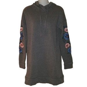 Hollister Embroidered Gray Hoodie w/ pockets